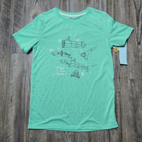 Boys Shark Learning Pajama Top Cat & Jack Green Size Large - Picture 1 of 2